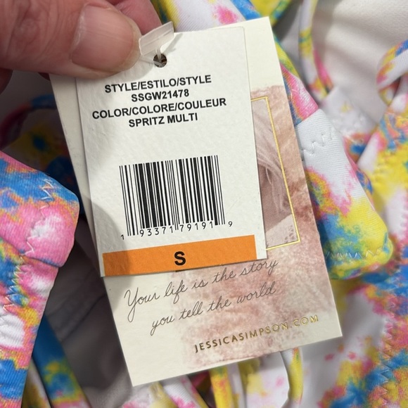 Jessica Simpson Tie-Dyed Cropped Keyhole Cami Bikini Top NWT - Picture 8 of 12